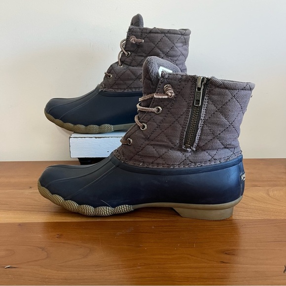 Sperry Top Sider Saltwater Gray Quilted Waterproof Duck Boots Size 8.5 M - Picture 1 of 7